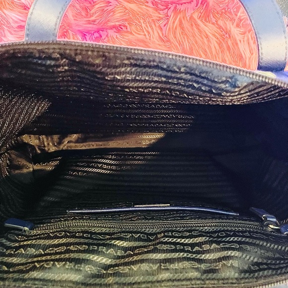 Prada - Blue & Yellow Floral Tote - Picture 5 of 12